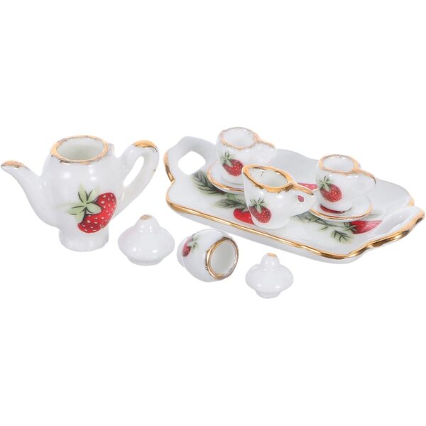 Hemobllo Mini Set Tè in Porcellana per Casa delle Bambole con Tazze e Teiera