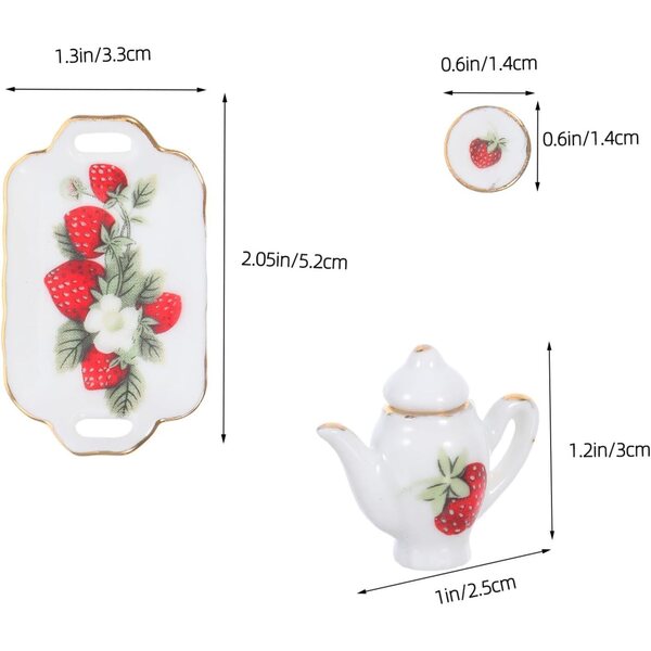 Hemobllo Mini Set Tè in Porcellana per Casa delle Bambole con Tazze e Teiera