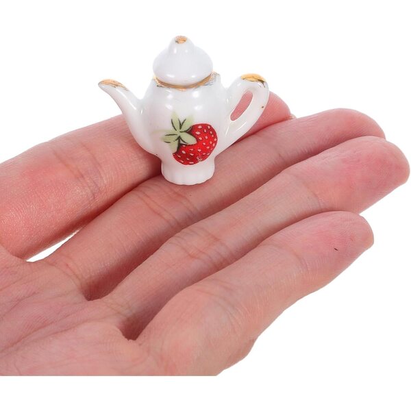 Hemobllo Mini Set Tè in Porcellana per Casa delle Bambole con Tazze e Teiera