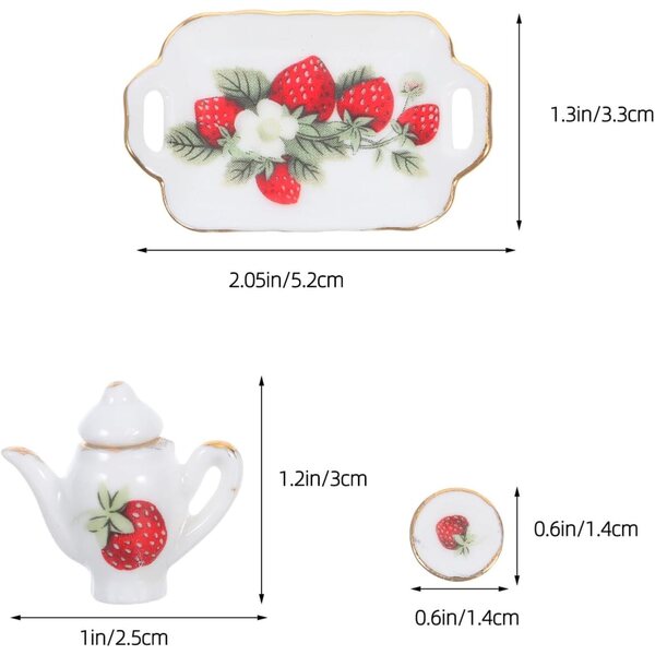 Hemobllo Mini Set Tè in Porcellana per Casa delle Bambole con Tazze e Teiera