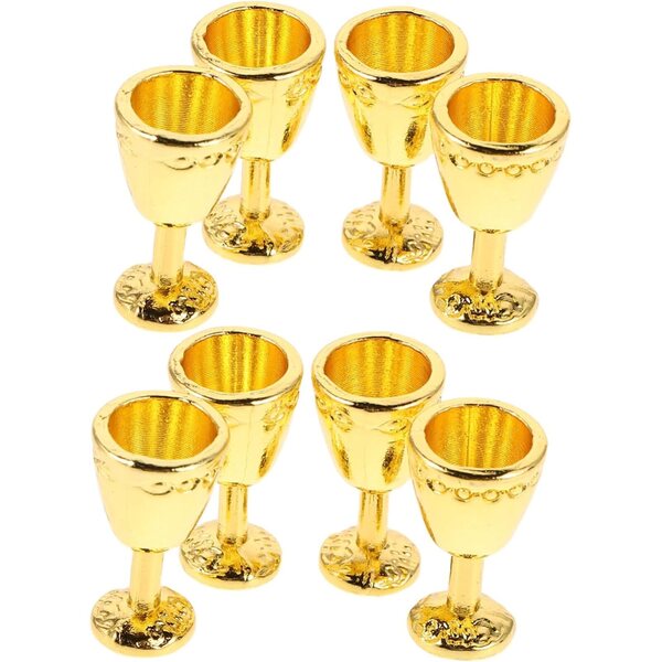 Set 8 Calici da Vino Miniatura in Lega Vintage per Casa delle Bambole