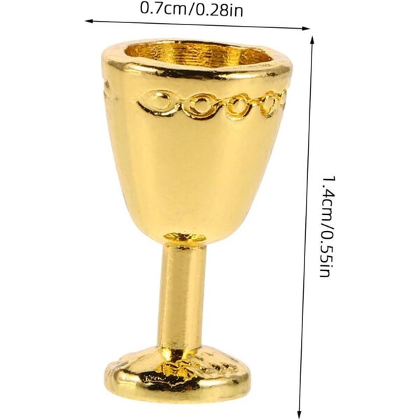 Set 8 Calici da Vino Miniatura in Lega Vintage per Casa delle Bambole