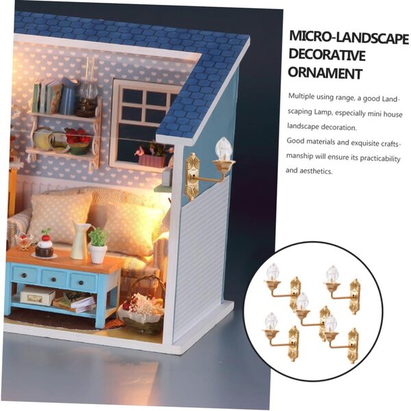 Mini Lampade da Parete LED per Micro Paesaggi 5 Pezzi 1/87 Casa delle Bambole