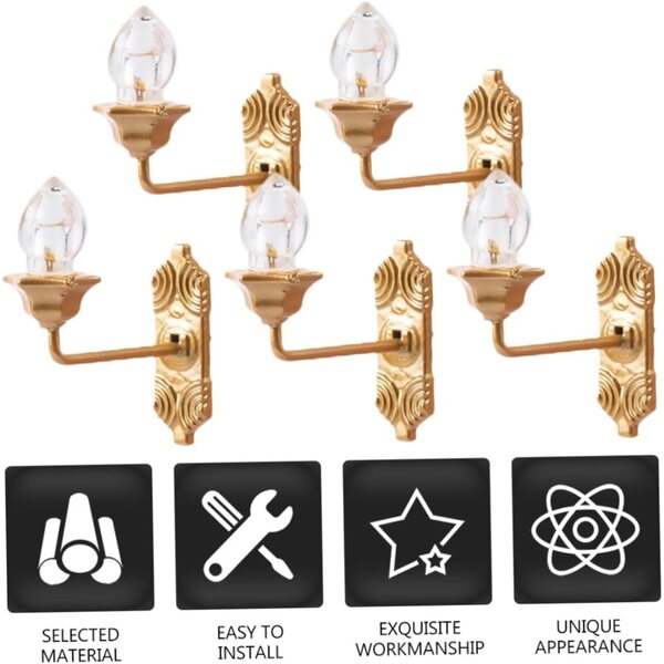 Mini Lampade da Parete LED per Micro Paesaggi 5 Pezzi 1/87 Casa delle Bambole