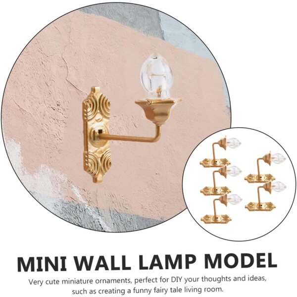 Mini Lampade da Parete LED per Micro Paesaggi 5 Pezzi 1/87 Casa delle Bambole