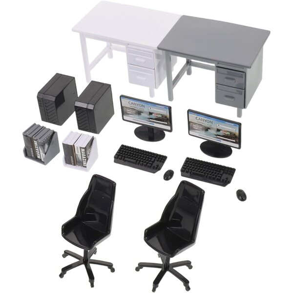 BESPORTBLE Set Miniatura Casa delle Bambole Computer e Scrivania con Accessori Realistici