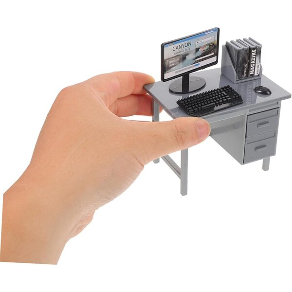 BESPORTBLE Set Miniatura Casa delle Bambole Computer e Scrivania con Accessori Realistici