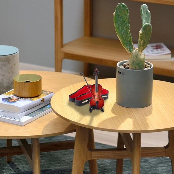 Handgefertigte 12 cm große Mini-Geige aus Holz, elegante und realistische musikalische Dekoration