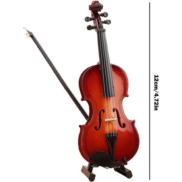 Handgefertigte 12 cm große Mini-Geige aus Holz, elegante und realistische musikalische Dekoration