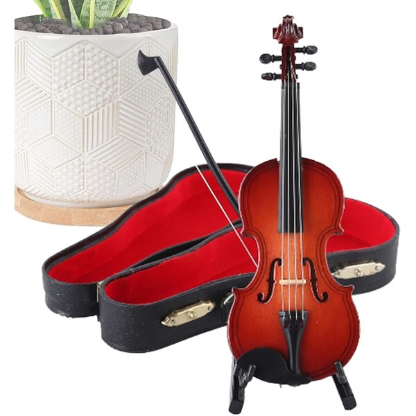 Handgefertigte 12 cm große Mini-Geige aus Holz, elegante und realistische musikalische Dekoration