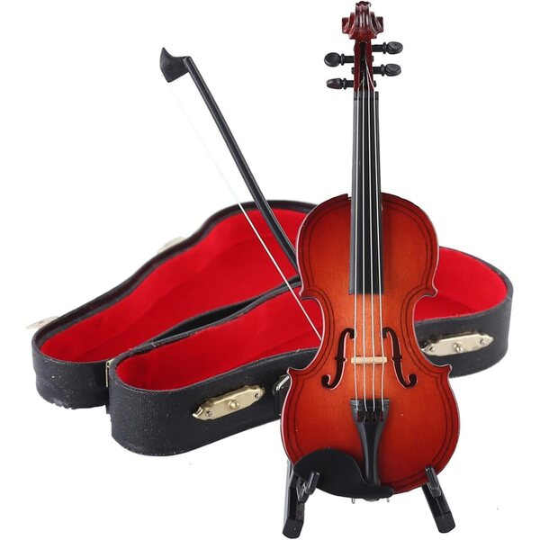Handgefertigte 12 cm große Mini-Geige aus Holz, elegante und realistische musikalische Dekoration