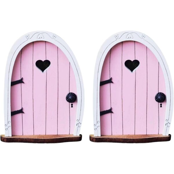 2 Mini Porte da Giardino Rosa a Strisce per Decorazioni Fiabesche 3D