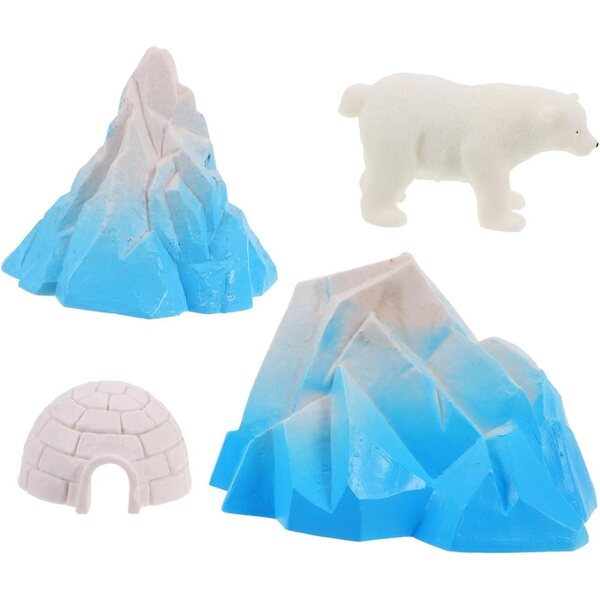 ERINGOGO Set 4 Stück Iglu- und Polartiere-Miniaturen für Dioramen und Winterdekorationen
