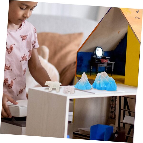 ERINGOGO Set 4 Stück Iglu- und Polartiere-Miniaturen für Dioramen und Winterdekorationen