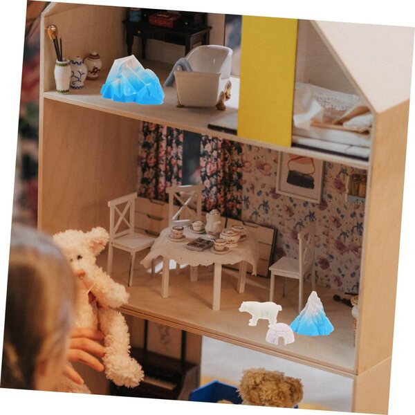 ERINGOGO Set 4 Stück Iglu- und Polartiere-Miniaturen für Dioramen und Winterdekorationen