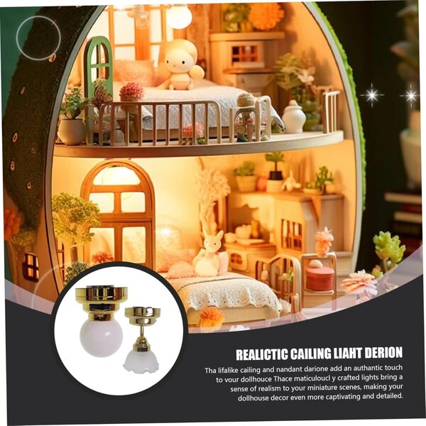 Set mit 2 LED-Leuchten für ein Puppenhaus aus Metall im Maßstab 1:12 mit batteriebetriebenem Schalter
