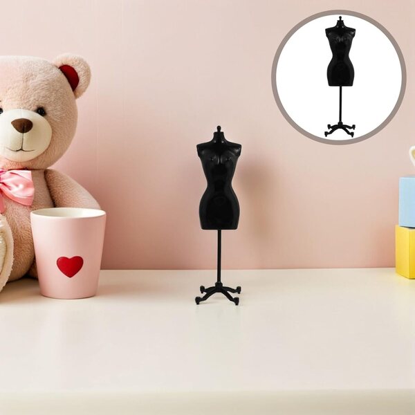 Set 6 Supporti per Abiti Bambola Neri in Plastica - Mini Manichini Espositori