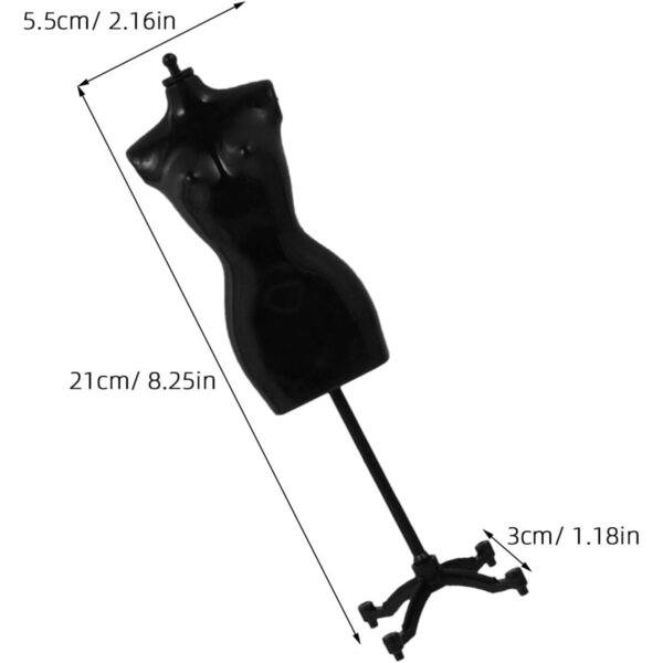 Set 6 Supporti per Abiti Bambola Neri in Plastica - Mini Manichini Espositori