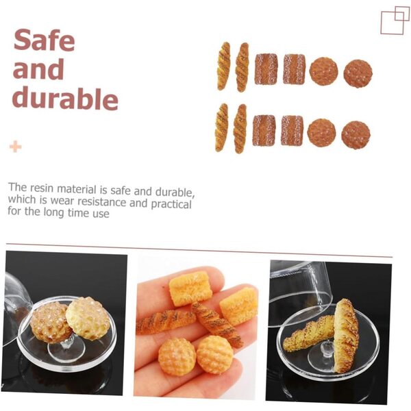 Set mit 12 Mini-Brotmodellen aus Kunstharz für Puppenhäuser und Miniaturdekorationen