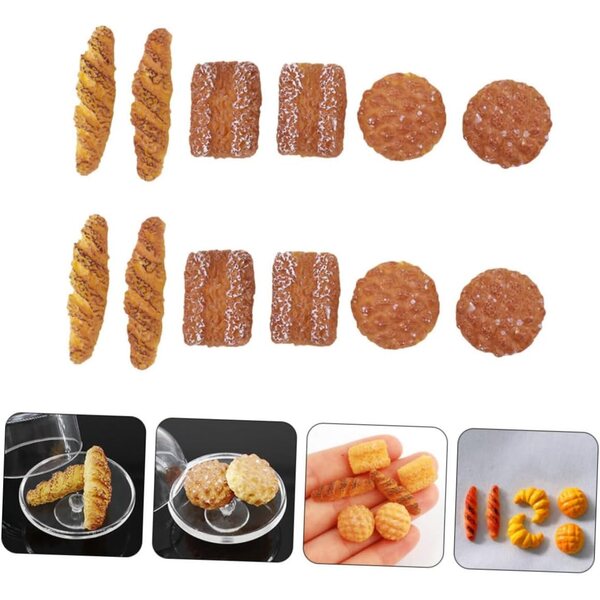 Set mit 12 Mini-Brotmodellen aus Kunstharz für Puppenhäuser und Miniaturdekorationen
