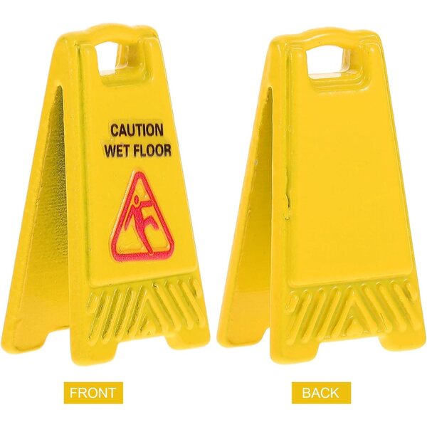 VICASKY Gelbes Miniatur-Wet-Boden-Schild für Puppenhaus im Innen- und Außenbereich
