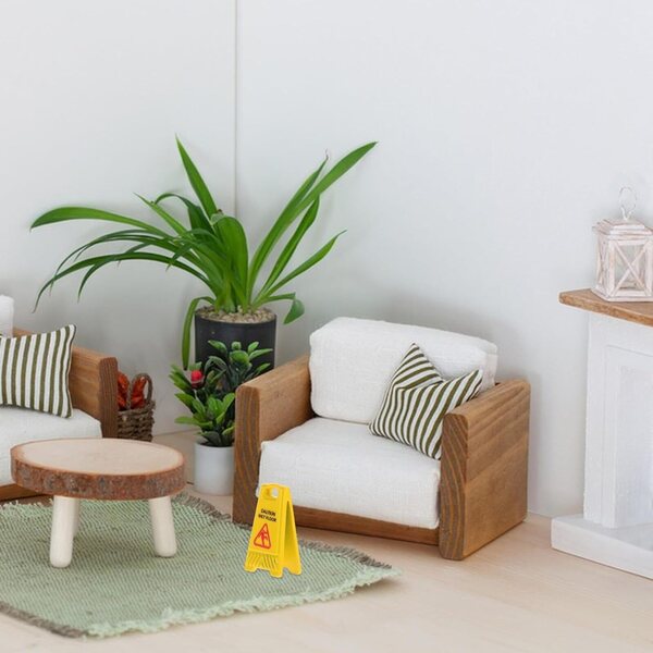 VICASKY Gelbes Miniatur-Wet-Boden-Schild für Puppenhaus im Innen- und Außenbereich