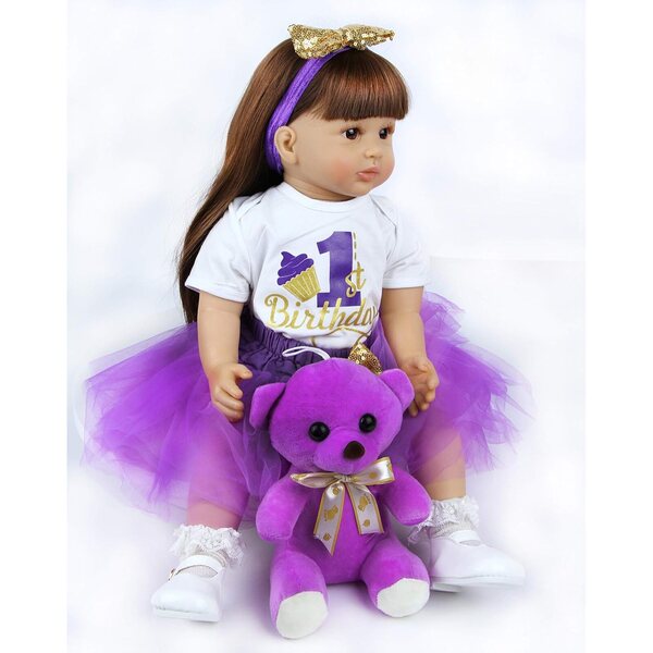 Realistische Neugeborenenpuppe 60 cm aus Silikon und Baumwolle, sicheres Spielzeug für Kinder ab 3 Jahren