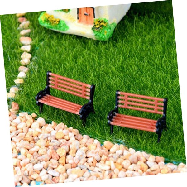 Mini Panca Decorativa da Giardino 2 Pezzi in Resina per Casa delle Bambole