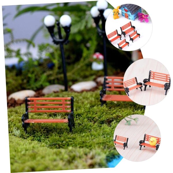 Mini Panca Decorativa da Giardino 2 Pezzi in Resina per Casa delle Bambole