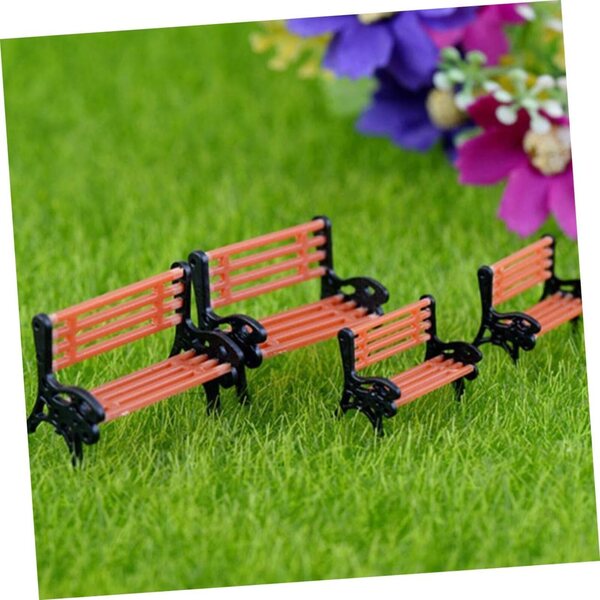Mini Panca Decorativa da Giardino 2 Pezzi in Resina per Casa delle Bambole