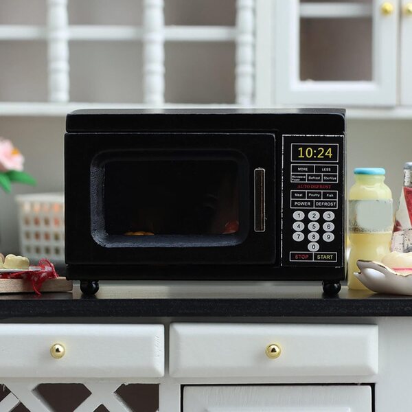 Mini Forno a Microonde in Legno 1:12 per Case delle Bambole - Accessorio Decorativo