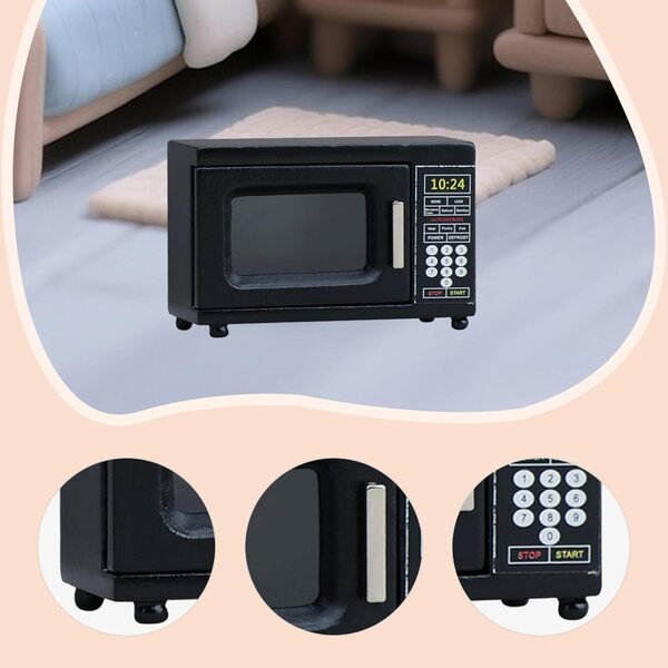 Mini Forno a Microonde in Legno 1:12 per Case delle Bambole - Accessorio Decorativo