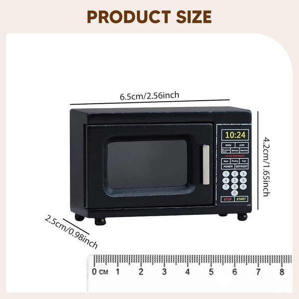 Mini Forno a Microonde in Legno 1:12 per Case delle Bambole - Accessorio Decorativo