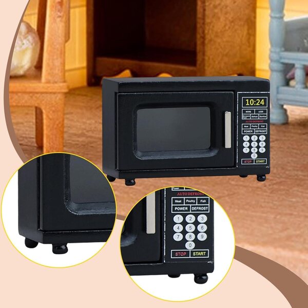Mini Forno a Microonde in Legno 1:12 per Case delle Bambole - Accessorio Decorativo
