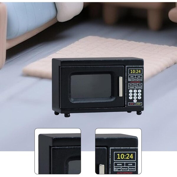 Mini Forno a Microonde in Legno 1:12 per Case delle Bambole - Accessorio Decorativo