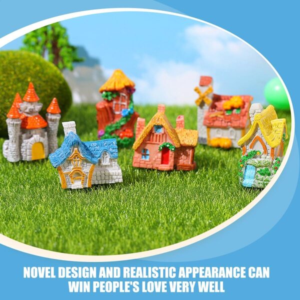 BESPORTBLE Set 6 Mini Case Rustiche in Resina per Micro Paesaggi e Decorazioni Giardino