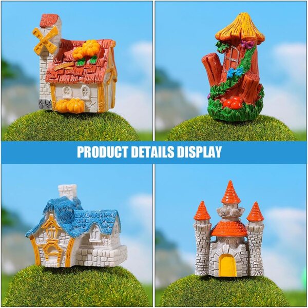 BESPORTBLE Set 6 Mini Case Rustiche in Resina per Micro Paesaggi e Decorazioni Giardino