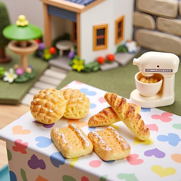 Set aus 6 Stück realistischem Kunstbrot für Puppenhäuser und Miniaturdekorationen