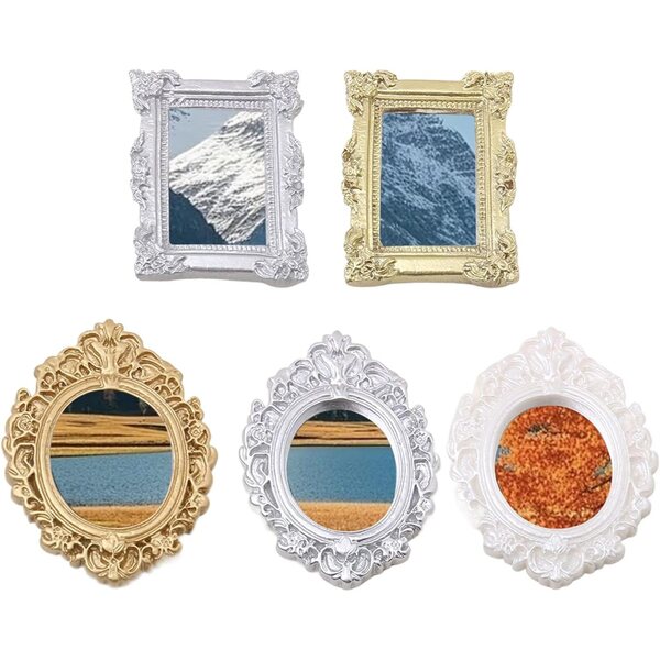 Specchietti Vintage per Bambole in Stile Barocco - Set 5 Pezzi, 7x5 cm