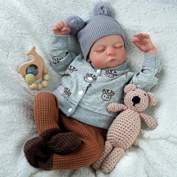 20 Zoll realistische Vinyl-Reborn-Puppe mit Kleidung und Accessoires