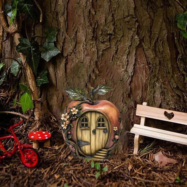 2D-Feentür aus Holz, 3-teiliges Set für zauberhafte Garten- und Heimdekorationen