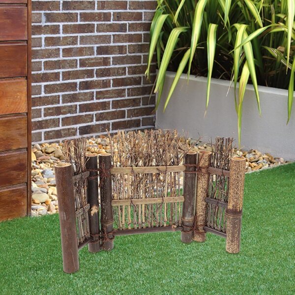 KICHOUSE Mini Recinzione in Bambù Pieghevole 37x11x21 cm per Micro Paesaggi e Case delle Bambole
