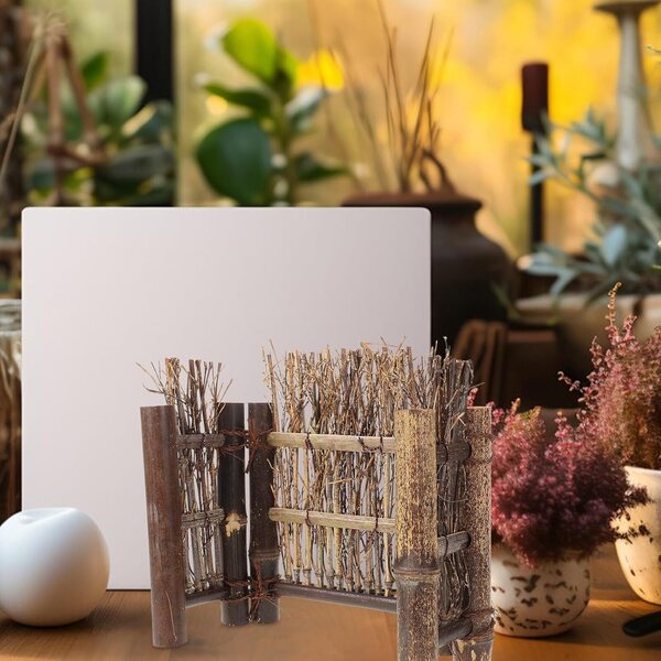 KICHOUSE Mini Recinzione in Bambù Pieghevole 37x11x21 cm per Micro Paesaggi e Case delle Bambole