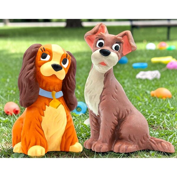 Set 2 Figure Disney Lady e Vagabondo 5-6 cm - Personaggi Dipinti a Mano Originali