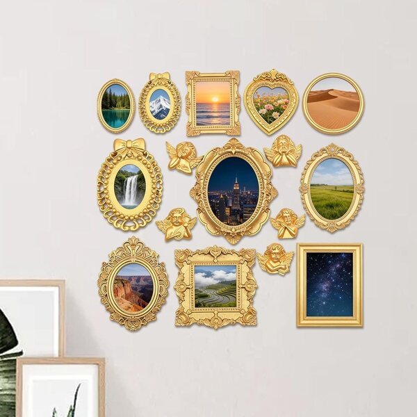 Mini cornici dorate per foto in miniatura - set 16 pezzi per case delle bambole e decorazioni