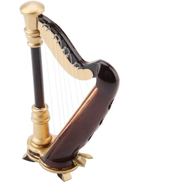 CHICIRIS Arpa Miniatura in Legno con Supporto e Confezione Regalo Elegante