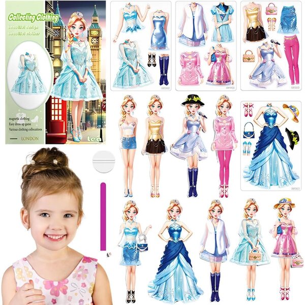 Magnetische Aufkleber zum Anziehen von Puppen für Mädchen – kreatives und tragbares Set