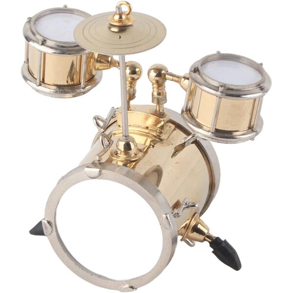 HERCHR Mini-Trommeln-Ornament aus Messing – detaillierte musikalische Dekoration, 8,6 x 8 x 3,9 cm