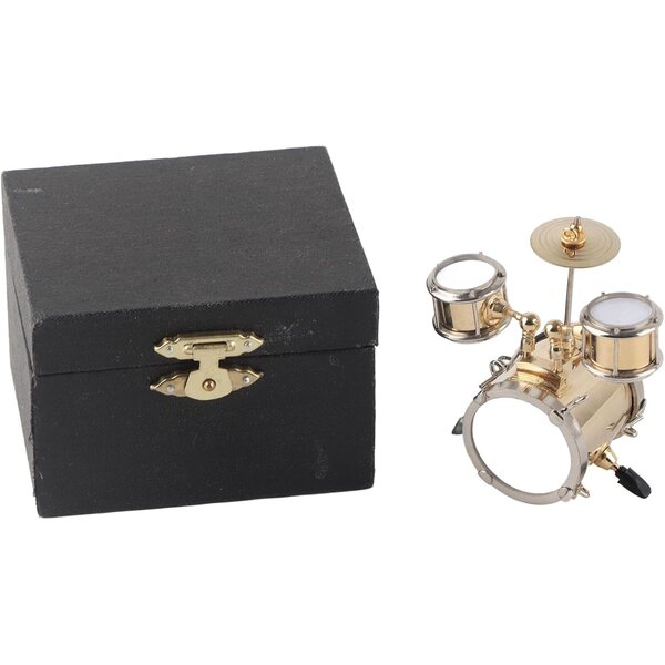 HERCHR Mini-Trommeln-Ornament aus Messing – detaillierte musikalische Dekoration, 8,6 x 8 x 3,9 cm