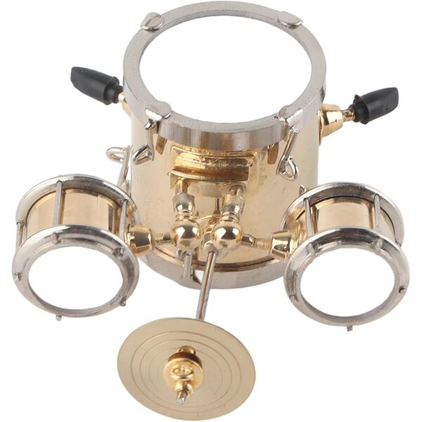 HERCHR Mini-Trommeln-Ornament aus Messing – detaillierte musikalische Dekoration, 8,6 x 8 x 3,9 cm